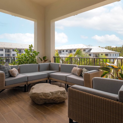 furnished balcony with pool views