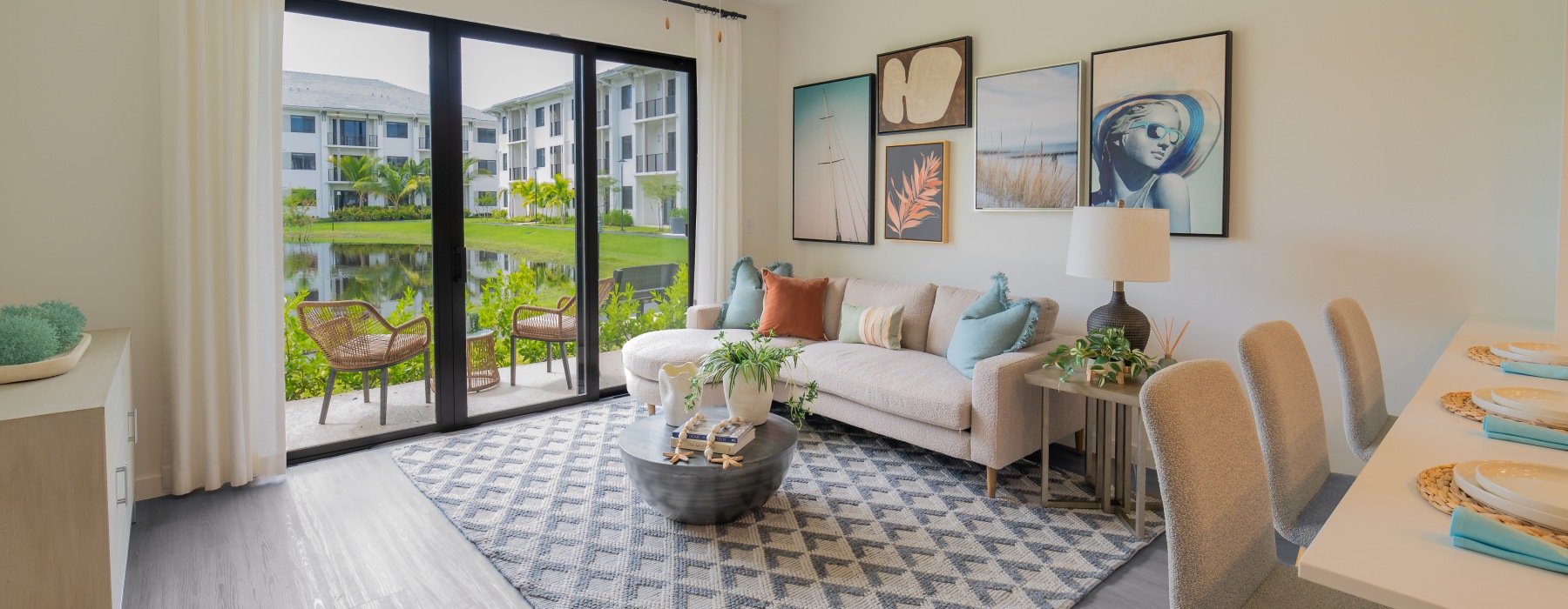 living room with cream couch