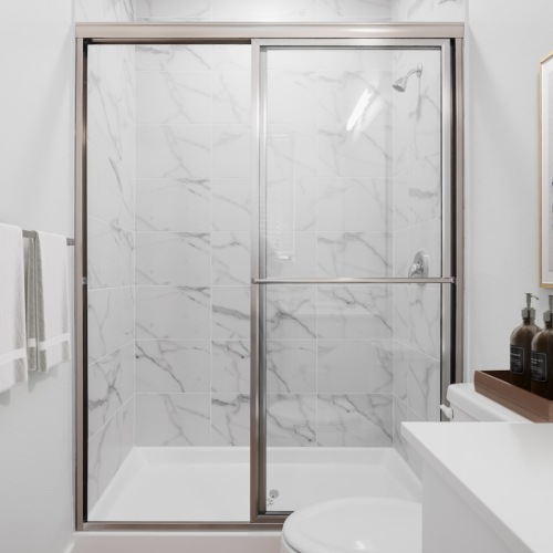 a bathroom with a sink and a shower