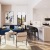 a kitchen with a couch and a table