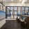lounge area with wall art
