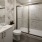 walk-in shower with bright lighting